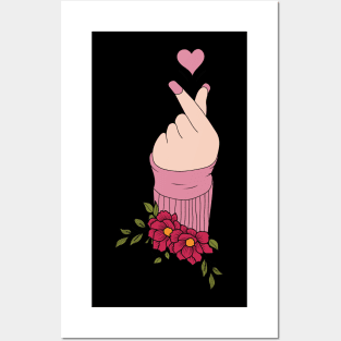 Korean Finger Heart Symbol Kpop Love Aesthetic Posters and Art